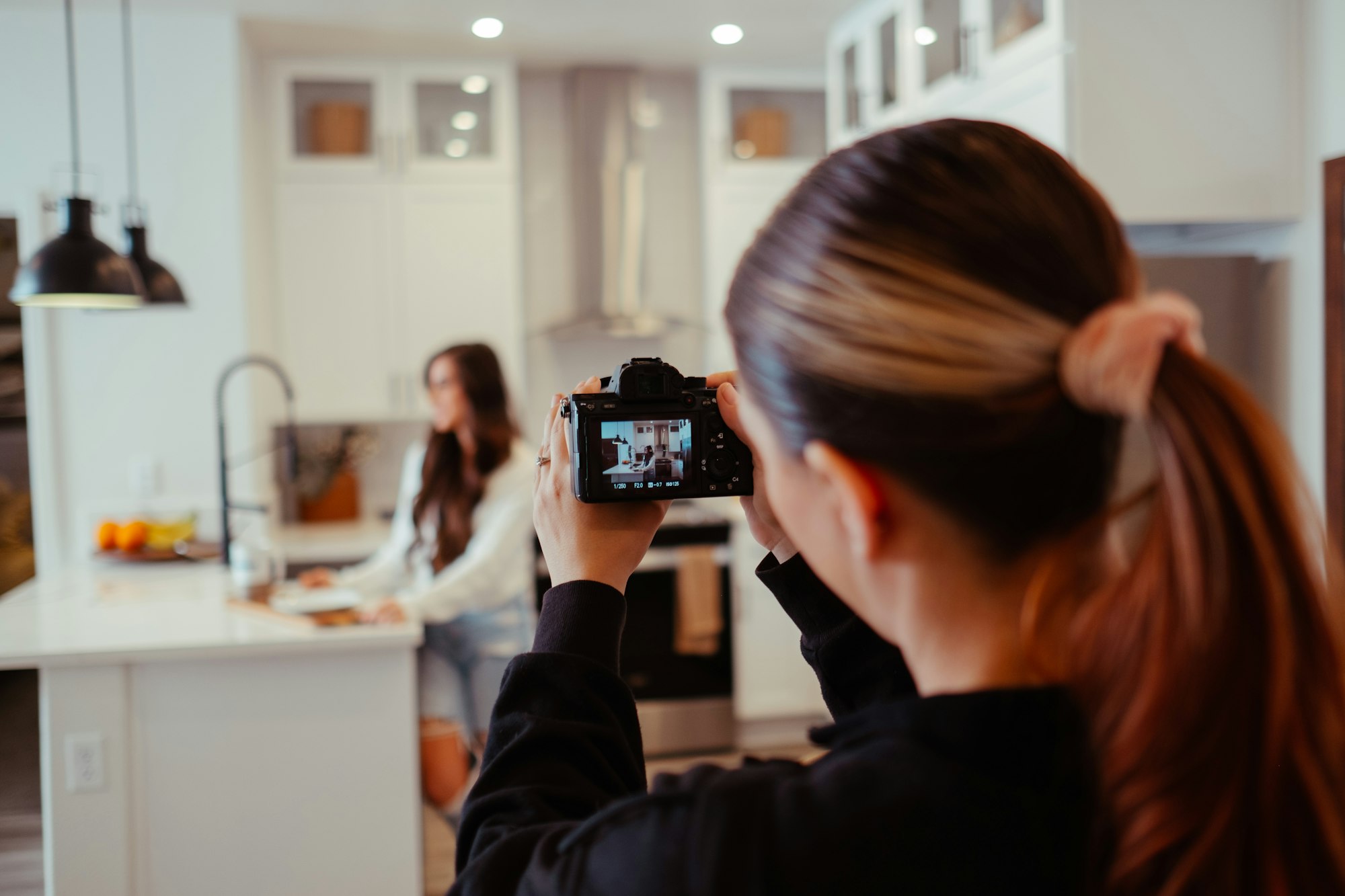 Bastidores de gravação de conteúdo